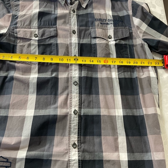 Harley Davidson Genuine Short Sleeve Cotton Button Down Shirt Gray Size Large - Picture 6 of 10
